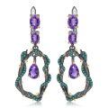 wholesale 925 Silver Italian Artisan Design Natural Amethyst Earrings with Natural Vine Design Ear Drops-0-4