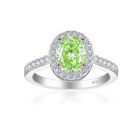 wholesale S925 Sterling Silver 15ct Gemstone Ring for Women with High-End Feel, 6*8 Ice Flower Cut-Fireworks G-17 Apple Green US size 8#