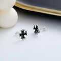 wholesale S925 Sterling Silver Small and Exquisite Cross Stud Earrings, Retro and Niche Design, Trendy Couple Accessory Gift-0-1