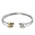 wholesale S925 silver skull bracelet, unique retro hip-hop niche design, lightweight luxury unisex open cuff-0-4