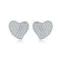 wholesale 925 Sterling Silver Cross-Border New European and American Fashion Zirconia Full Diamond Heart Stud Earrings for Women, High-End Love Earrings, Ins Style-0-0
