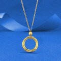 wholesale S925 Silver Gold-Plated Green Diamond Qiankun Circle Necklace with Ancient Craftsmanship and Exquisite Retro Texture for Cross-Border-0-1