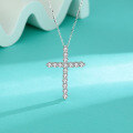 wholesale S925 Sterling Silver Cross Pendant with Moissanite and Full Diamond, Fashionable and Versatile Necklace for European and American Foreign Trade-0-0