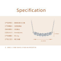 S925 Sterling Silver Moissanite Women's Eternal Necklace, Fashionable and Versatile-Full Diamond Smile Necklace [White Gold]  925 Silver