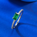 wholesale 18K Gold New 4*6 Emerald Solitaire Simple and Versatile Elegant Engagement Ring for Women-0-1