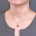wholesale 925 Sterling Silver Wholesale Minimalist Niche Luxury Women's Fashion Wine Red Ruby Pendant Necklace-0-3