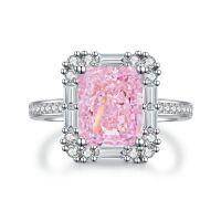 wholesale S925 Sterling Silver Lavender Ice Flower Cut Ring with Light Purple 8A Radiant Cut Zirconia-Pink Diamond-CBJZ221 No. 9