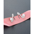 wholesale 925 Sterling Silver Full Diamond High Heel Earrings for Women, Luxury Small Design Freshwater Pearl Ear Studs, High-End Sense Accessories-0-0