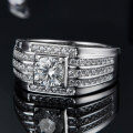 wholesale S925 Sterling Silver Moissanite Simulated Diamond Men's Domineering Ring, European and American Style Personality E-commerce Amazon Best Seller-0-3