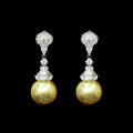 wholesale 925 Silver Gold-Plated Earrings with High-Carbon Diamonds and South Sea Gold Pearls, Fashionable and Exquisite Jewelry, Versatile Women's Earrings-0-0