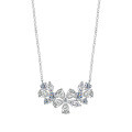Metal Diamond Flower Cherry Blossom Pendant Necklace for Women-0-3
