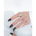 wholesale S925 Sterling Silver Exaggerated Red Stone Opening Ring for Women, Korean Version INS Niche Design, Versatile and Elegant-0-2
