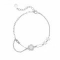 wholesale S925 Sterling Silver Maker Fashion Lucky Four-Leaf Clover Beaded Bracelet, Fresh and Elegant Style with Diamond-Inlaid Shell Flower-0-4