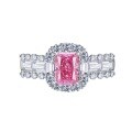 wholesale S925 Sterling Silver New Imported High-Carbon Diamond Rose Pink 5*7 Rectangular Ring for Women,Ins Style-0-4