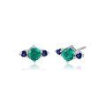 wholesale S925 Sterling Silver Cross-Border Popular Cultivated Emerald Gemstone Stud Earrings with Moissanite, Light Luxury Advanced Sense for Women-0-6