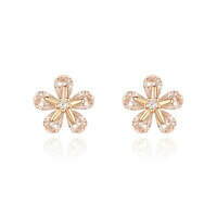 wholesale S925 pure fresh and sweet zircon flower stud earrings with a design sense, women's M05134-Silver>925 silver