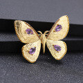 wholesale S925 Silver Designer Brooch Pendant Two-Way Butterfly Design Royal Style Natural Amethyst Necklace Pendant-0-1