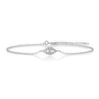 925 Sterling Silver Custom Simple Lady LOVE Bracelet with Moissanite, Non-Fading.-L13370 Moissanite 13-stone set  925 silver (16+5cm)