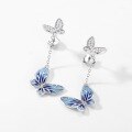 wholesale S925 sterling silver French fashion trendy plique-à-jour enamel butterfly earrings, minimalist and girly ear accessories-0-1