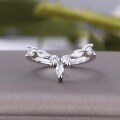 wholesale S925 Silver New V-Shaped Marquise Zircon Geometric Minimalist Statement Ring for Women-0-5