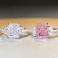 wholesale S925 Sterling Silver Icy Cut Ring with High Carbon Radiant Cut Pink Diamond for Cross-Border E-Commerce Live Streaming Hits-0-2