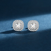 S925 Silver Square Zirconia Yellow Diamond Earrings for Amazon Cross-Border-White diamond earrings