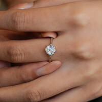 925 Silver Four-Claw Moissanite Solitaire Ring for Women, Wholesale-50 points (Moissanite Superior White grade)  Hong Kong code (13)
