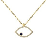 wholesale S925 Sterling Silver High-End INS Style Women's Creative Blue Eye Hand Design Light Luxury Evil Eye Necklace-Gold DY190693-SG-BA 925 silver