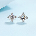 wholesale PT950 gold-plated 925 sterling silver ear studs with D-color moissanite, small batch high-quality snowflake earrings available for wholesale-0-8