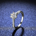 Silver Moissanite Ring, Twisted Vine Interwoven Band-0-3