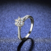 Silver Moissanite Ring, Twisted Vine Interwoven Band-1 carat (empty setting)  19 yards