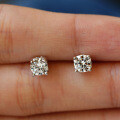 925 Sterling Silver Four-Prong 05ct Moissanite Hoop Earrings-0-1