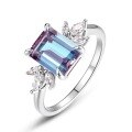 wholesale S925 Sterling Silver Gold-Plated Cross-Border New Trendy Creative Cultivated Alexandrite Ring, Simple and Stylish-0-5