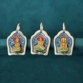 wholesale S925 Sterling Silver Plain Silver Enameled Zhajilamu Yellow Jambhala Pendant, Eight Great Guardians Green Tara, and 12 Zodiac Charms-0-1