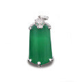 wholesale 925 Silver Gold Plated High Carbon Diamond Set Leopard Print Muzo Green Natural Chalcedony Versatile Jewelry Pendant for Women-0-0