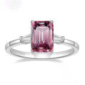 wholesale S925 Sterling Silver 3-Carat Square Emerald Cut Fashion Versatile Moissanite Ring Silver Jewelry-0-7