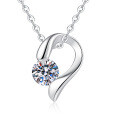 S925 Silver Cross-Border Original Moissanite Necklace with Heart Design-0-3