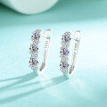 wholesale S925 Sterling Silver Cross-Border Moissanite Row Diamond Ear Hoops, Japanese and Korean Single Row Diamond Ear Clasps, Small, Minimalist, and Versatile Earrings-0-0
