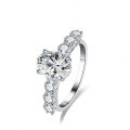S925 Sterling Silver Oval Moissanite Solitaire Ring-0-3