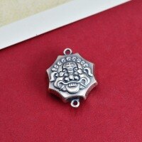 wholesale 925 Sterling Silver Tiger Beast Taotie Pixiu Lock Bag Ethnic National Style DIY Accessories Antique Vintage Pendant Ornament-Double ring