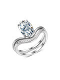 wholesale S925 Silver Set Oval Moissanite Ring Combination Standalone Store Best-Seller Fashion Classic Style Iridescent Sparkle-0-6