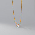 wholesale S925 Sterling Silver Minimalist Single Diamond Snake Chain Necklace Petite Ins Style Light Luxury Women's Necklace Y00438-0-2
