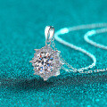 S925 Silver Moissanite Necklace with Floral Pendant, Simple and Versatile Daily Gift-0-0