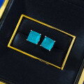 wholesale Metal material first, Mu Jing new 92S5 silver simulated Paraiba 7*7 ear studs square-0-2