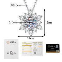 S925 Sterling Silver Moissanite Pendant, 1ct Full-Drill Snowflake Christmas Gift Wholesale-1 carat moissanite  925 silver