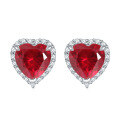 wholesale 925 Sterling Silver European and American Gemstone Heart Earrings for Women, Colorful Zircon Heart-shaped Stud Earrings, High-Quality Wholesale-0-11