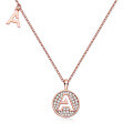 wholesale S925 Sterling Silver Designer Letter A Necklace with Moissanite Gift Round Coin Pendant Cross-Border-0-4