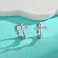 wholesale PT950 Platinum Cross Family Ear Clasps Fashionable Versatile-0-1