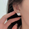 wholesale S925 Sterling Silver Minimalist Heart Stud Earrings for Women, Light Luxury Advanced Sense, Ear Piercing Care, Small Niche Elegant French Style Ear Accessories-0-0