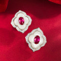wholesale Metal material first, Mu Jing Jewelry new jewelry4*6 pigeon blood red simulated diamond oval earrings vintage fashion-0-3